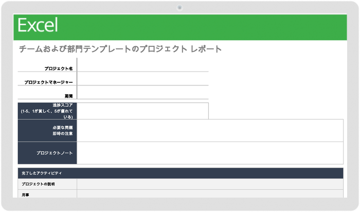 チームおよび部門テンプレートのプロジェクトレポート