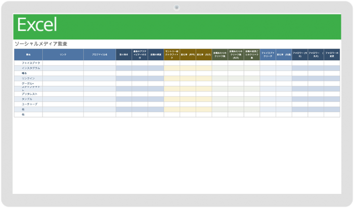 ソーシャル メディア監査テンプレート