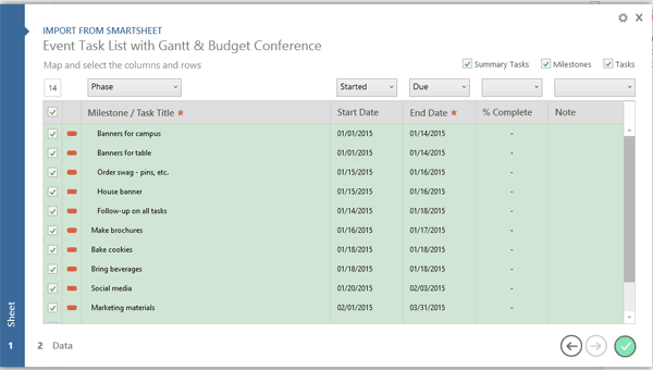 Office タイムラインと Smartsheet