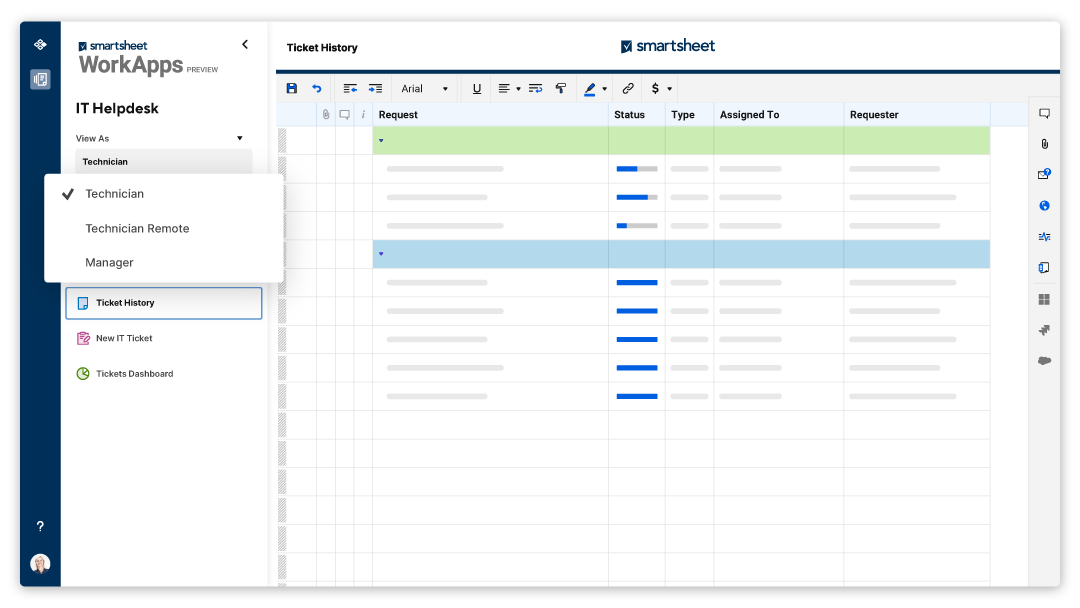 WorkApps platform user interface